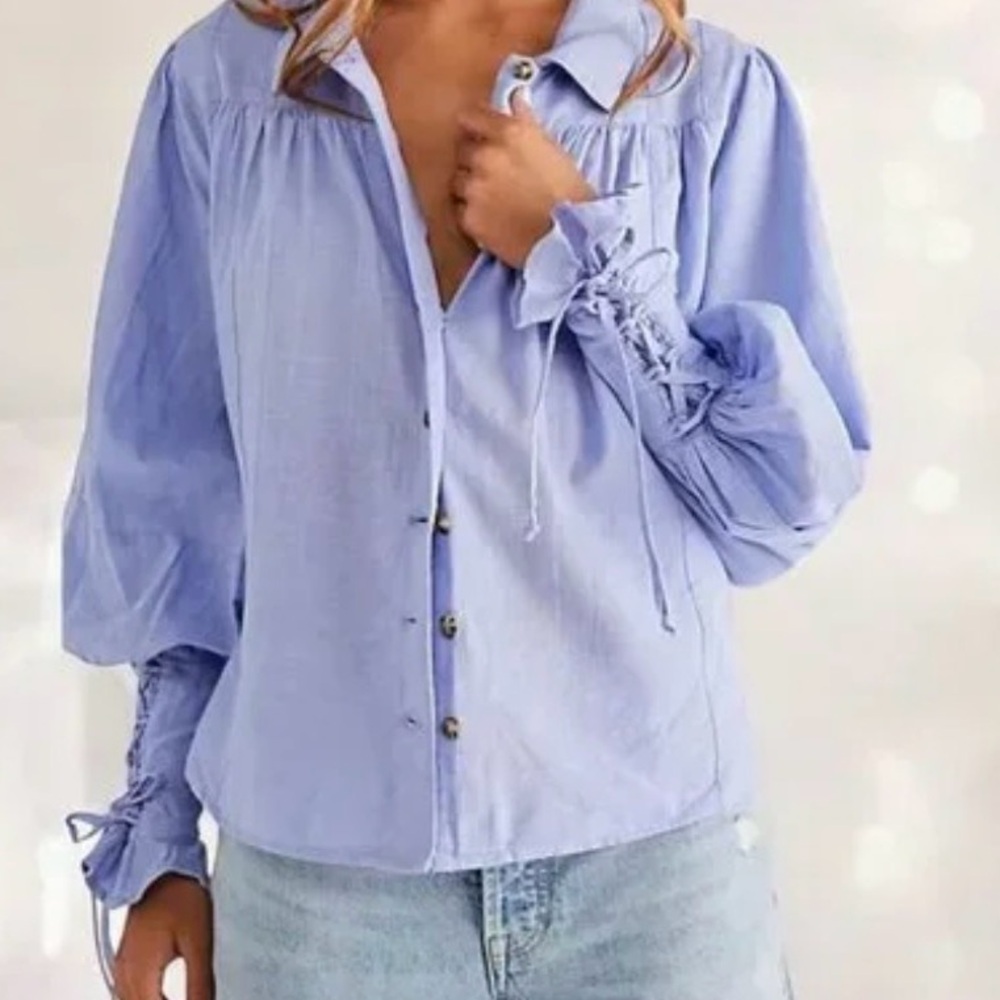 Free People Kiss Kiss lace cuff top
